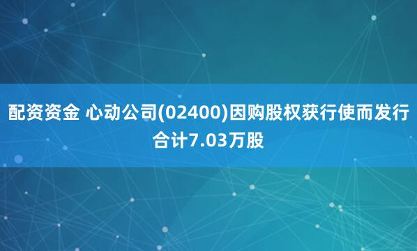 配资资金 心动公司(02400)因购股权获行使而发行合计7.03万股